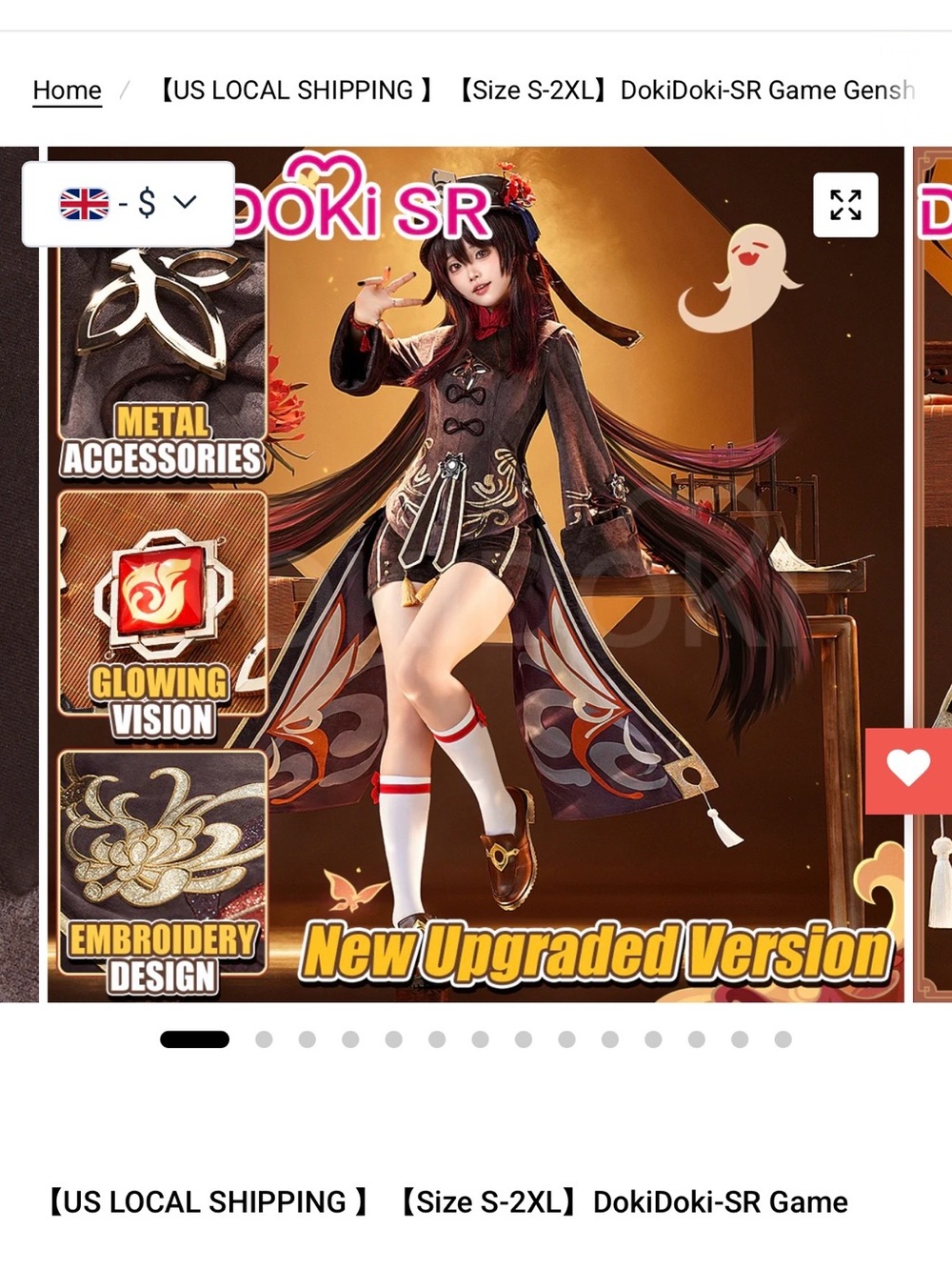 Genshin-Inspired Black and Red Character Cosplay Dress